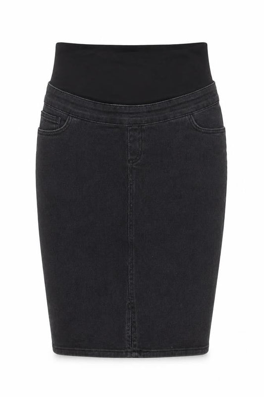 New Look Maternity Black Denim Pencil Skirt Size 8 Stretch Knee Length