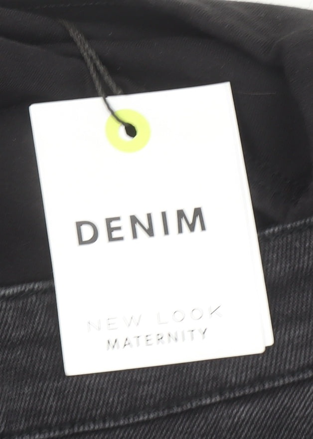 New Look Maternity Black Denim Pencil Skirt Size 8 Stretch Knee Length