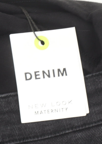 New Look Maternity Black Denim Pencil Skirt Size 8 Stretch Knee Length