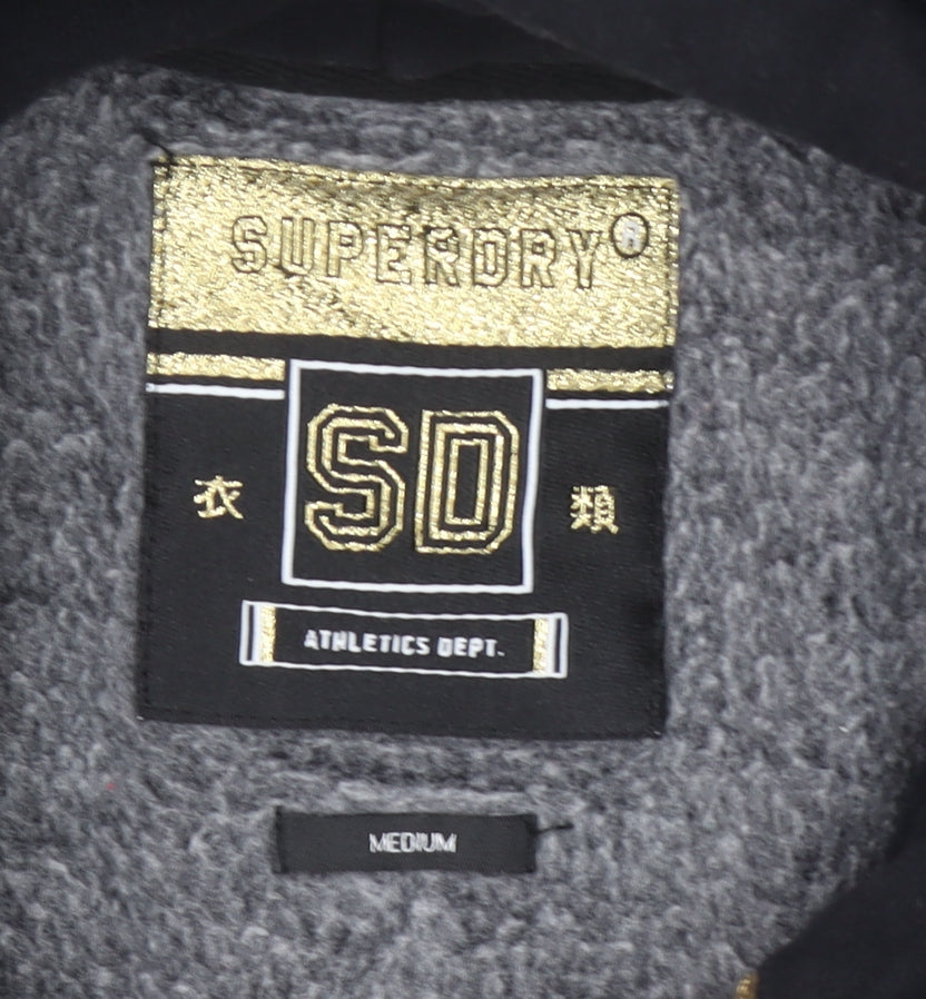 Superdry Women's Black Cropped Hoodie Size 12 Printed Logo Pullover
