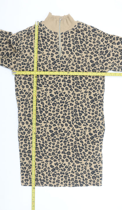 Marks and Spencer Women Beige Leopard Print Shift Dress Size 6