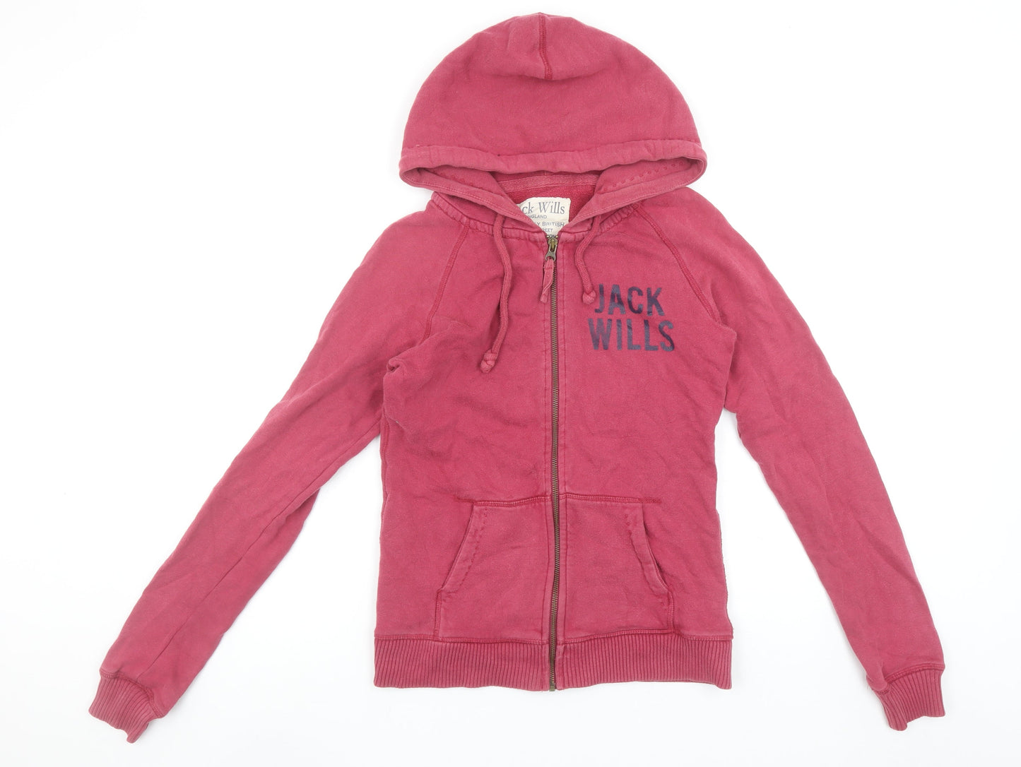 Womens UK Size 12 Jack Wills Pink Full Zip Hoodie
