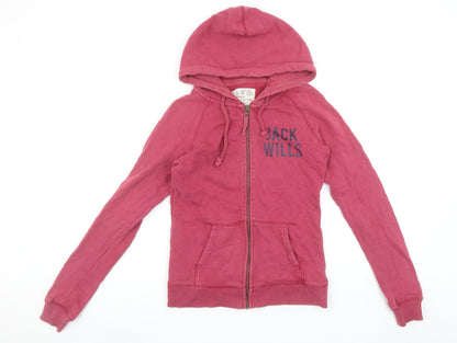 Womens UK Size 12 Jack Wills Pink Full Zip Hoodie