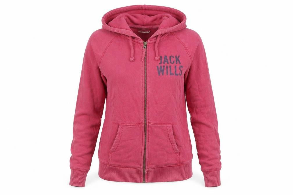 Womens UK Size 12 Jack Wills Pink Full Zip Hoodie