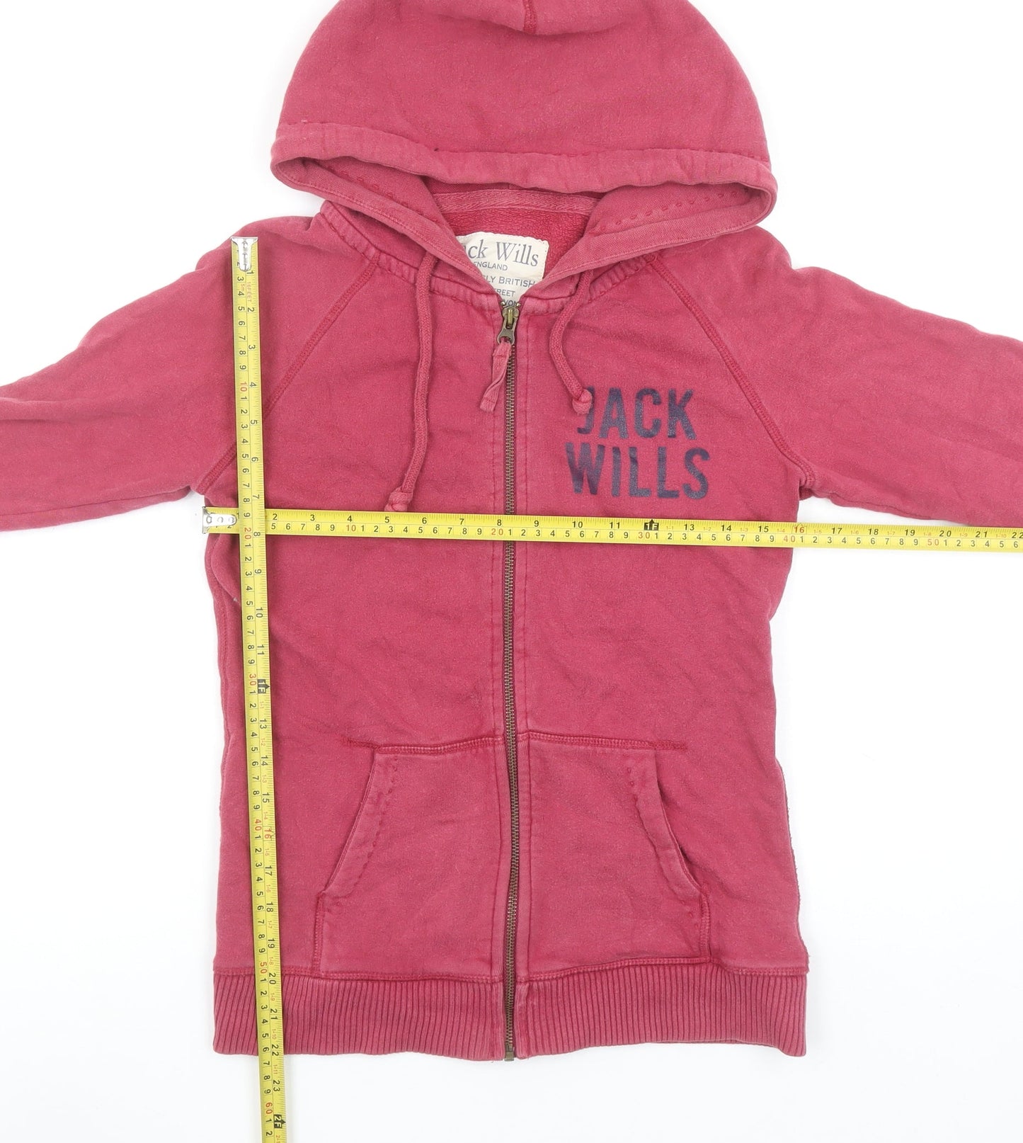 Womens UK Size 12 Jack Wills Pink Full Zip Hoodie