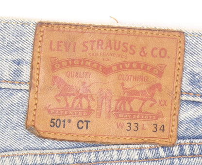 Levi's 501 CT Men's Light Blue Distressed Straight Denim Jeans W33 L34