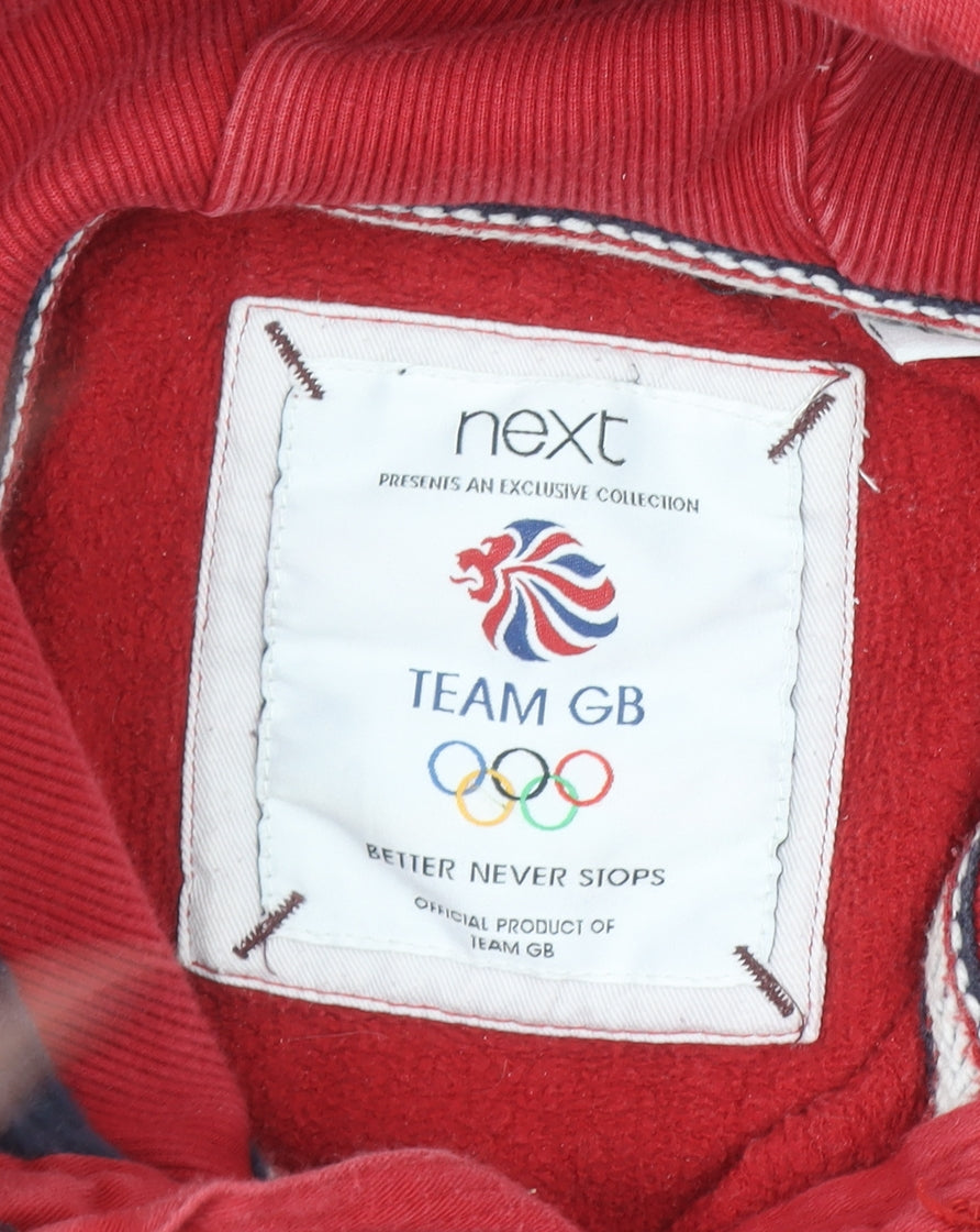 Next Team GB Red Henley Hoodie Men's Large Long Sleeve Sports Style