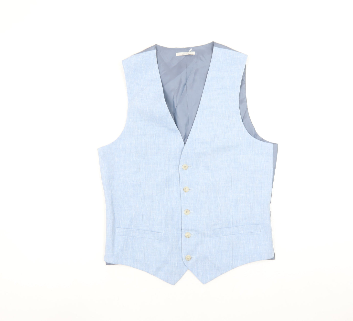 Marks and Spencer Men's Light Blue Linen Waistcoat Size 36 Regular