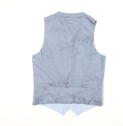 Marks and Spencer Men's Light Blue Linen Waistcoat Size 36 Regular