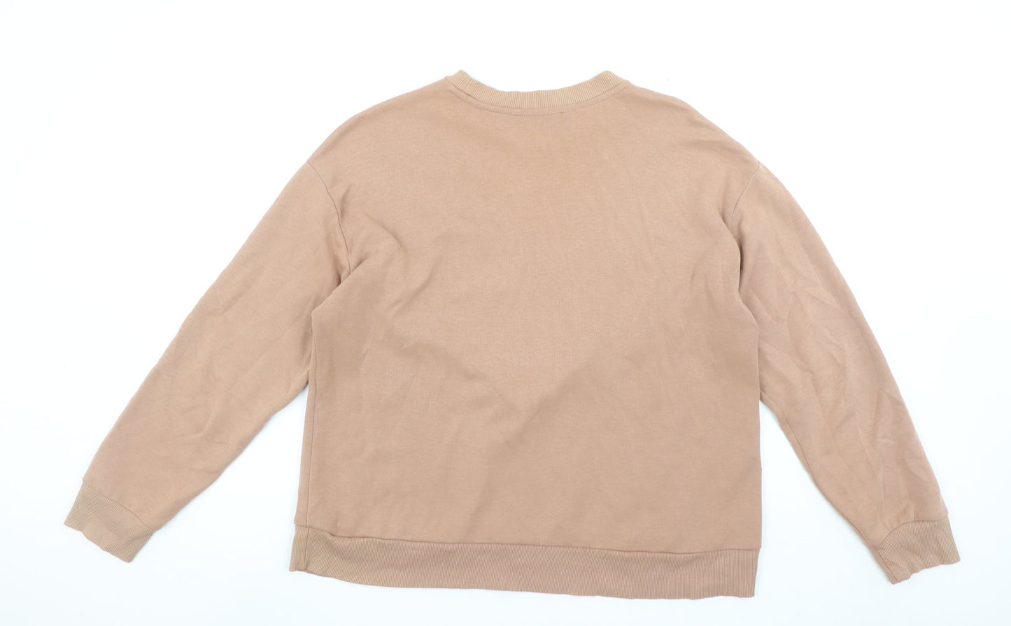 MNG Women’s Beige Ruffle Crew Neck Pullover Sweatshirt Size 14