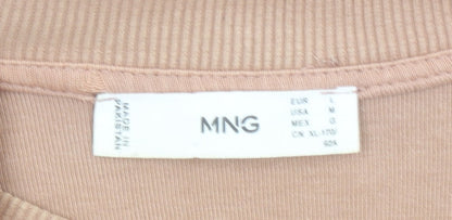 MNG Women’s Beige Ruffle Crew Neck Pullover Sweatshirt Size 14