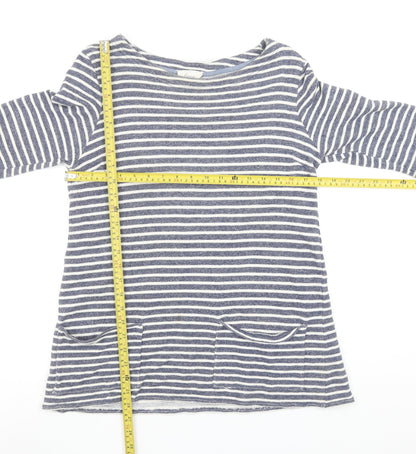 Linea Weekend Women’s Blue Striped Tunic Top M 3/4 Sleeve Boat Neck