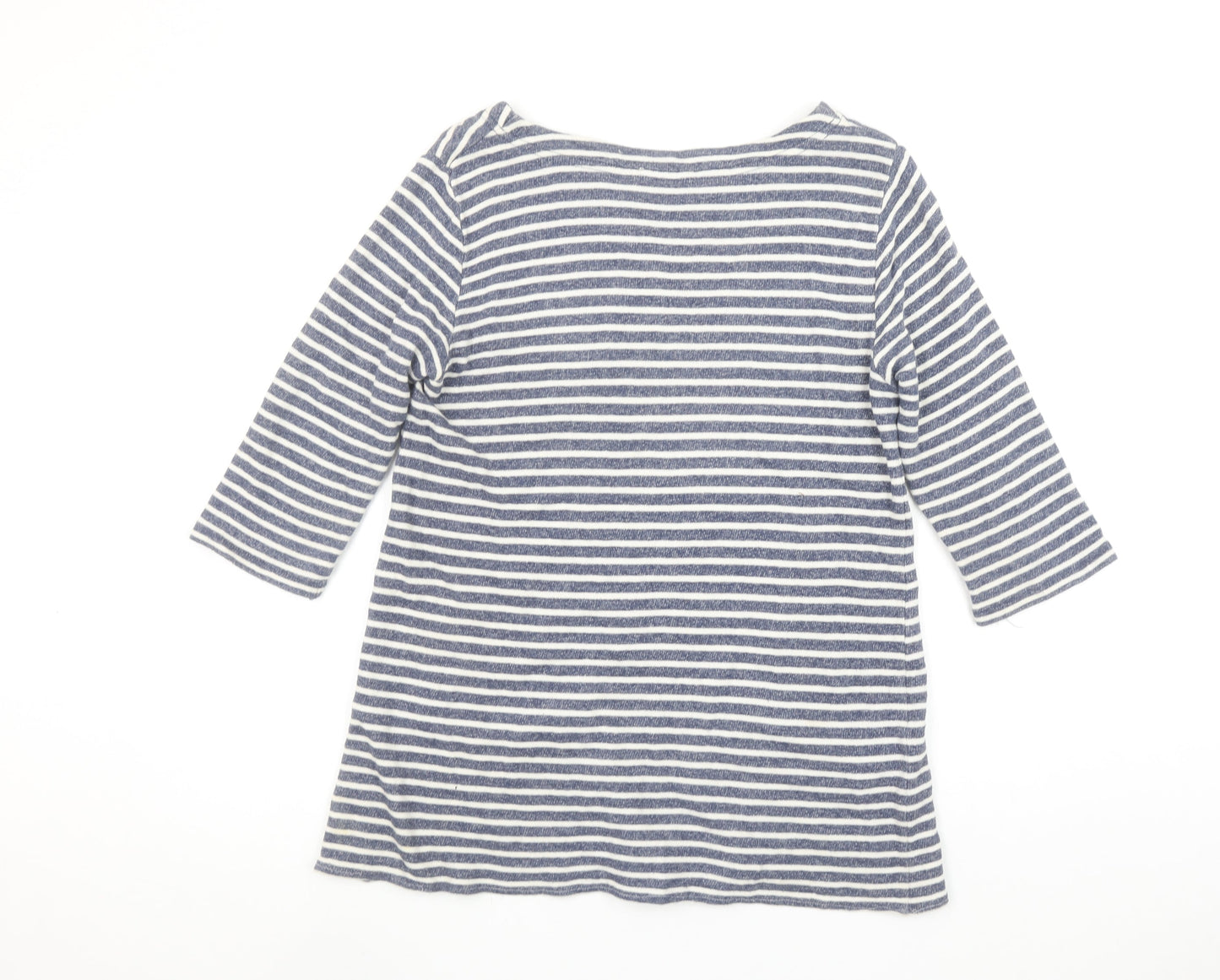 Linea Weekend Women’s Blue Striped Tunic Top M 3/4 Sleeve Boat Neck