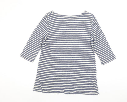 Linea Weekend Women’s Blue Striped Tunic Top M 3/4 Sleeve Boat Neck