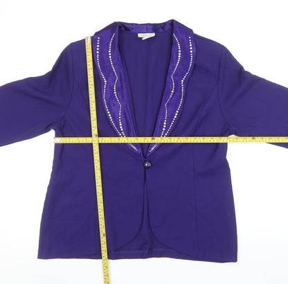 3K Fashion Women's Purple L Tuxedo Style Blazer Jacket