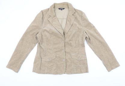 Maine New England Women's Beige Corduroy Blazer UK 14 Single Breasted Jacket