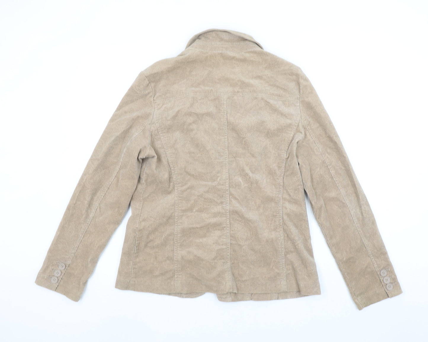 Maine New England Women's Beige Corduroy Blazer UK 14 Single Breasted Jacket