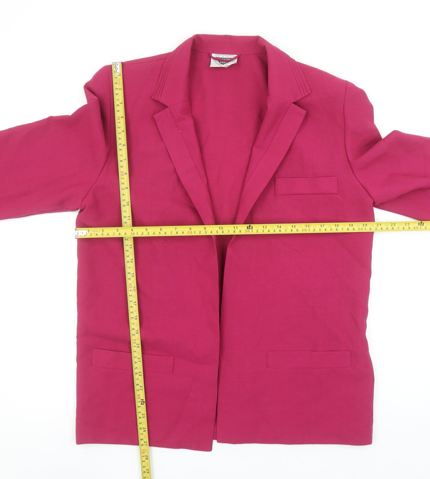 Jacques Vert Women's Fuchsia Wool Blend Suit Jacket UK 12 Classic Fit