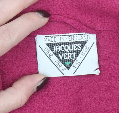 Jacques Vert Women's Fuchsia Wool Blend Suit Jacket UK 12 Classic Fit