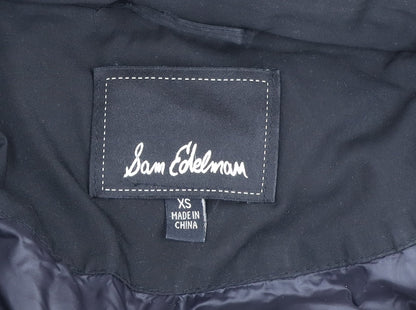 Sam Edelman Women’s Black XS Long Hooded Parka Coat Faux Fur Trim