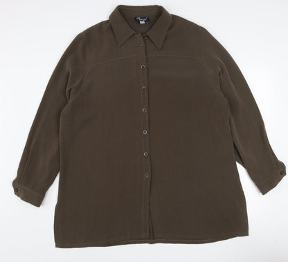Personal Choice Women's Brown Button-Up Shirt UK 20 Long Sleeve Classic Style