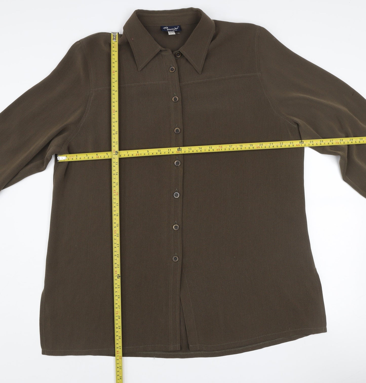 Personal Choice Women's Brown Button-Up Shirt UK 20 Long Sleeve Classic Style