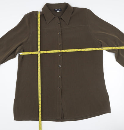 Personal Choice Women's Brown Button-Up Shirt UK 20 Long Sleeve Classic Style