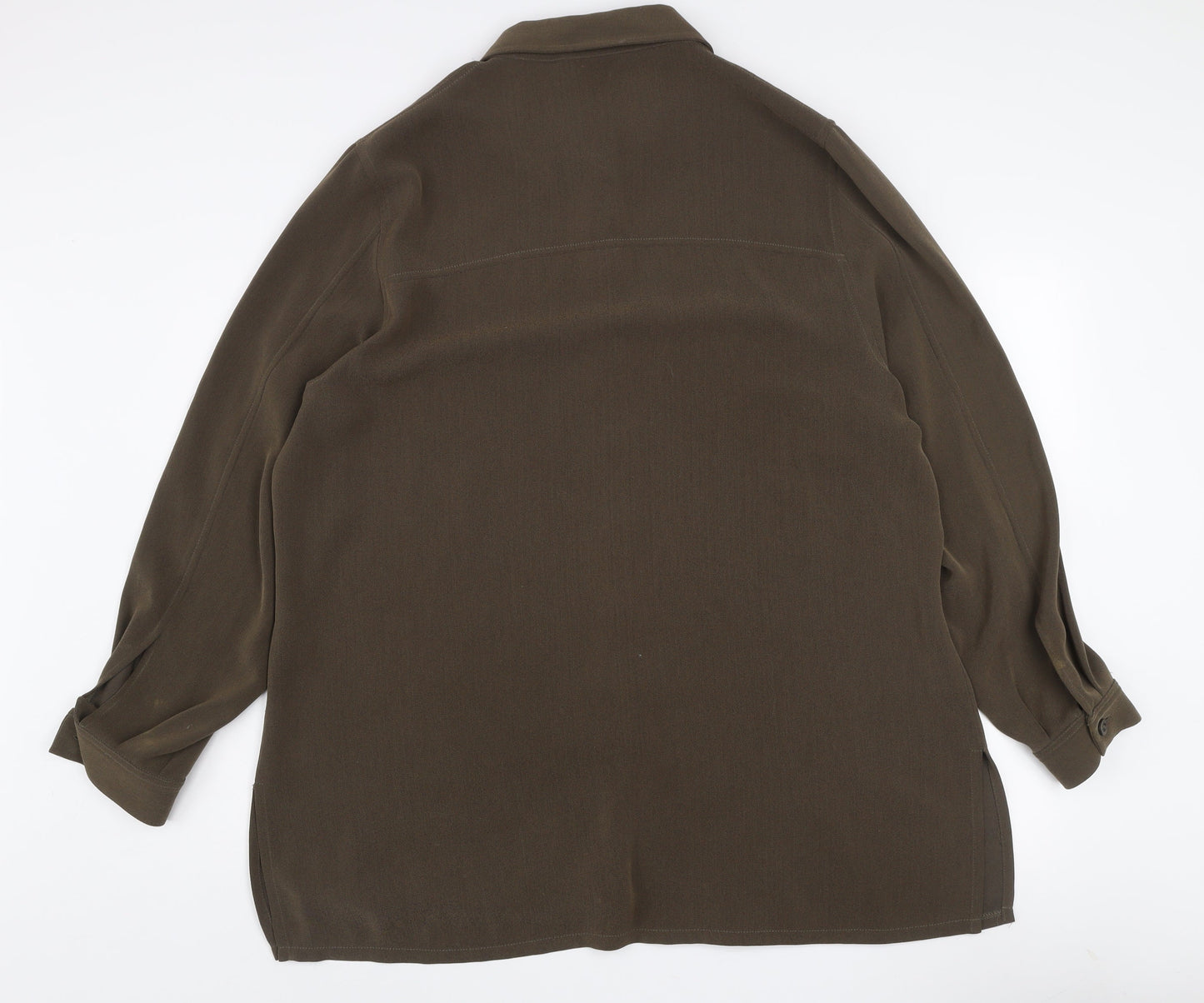 Personal Choice Women's Brown Button-Up Shirt UK 20 Long Sleeve Classic Style