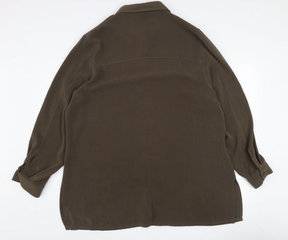 Personal Choice Women's Brown Button-Up Shirt UK 20 Long Sleeve Classic Style
