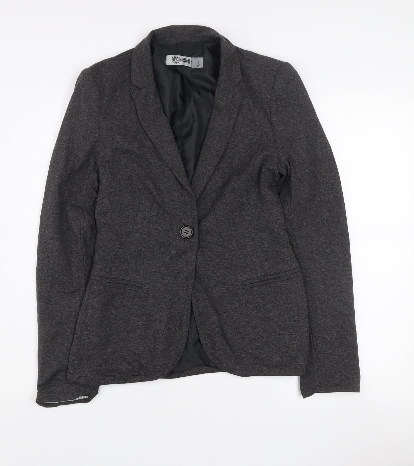 Stradivarius Womens Grey L Slim Fit Single Breasted Blazer Jacket