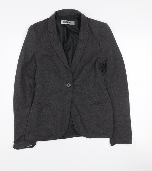 Stradivarius Womens Grey L Slim Fit Single Breasted Blazer Jacket
