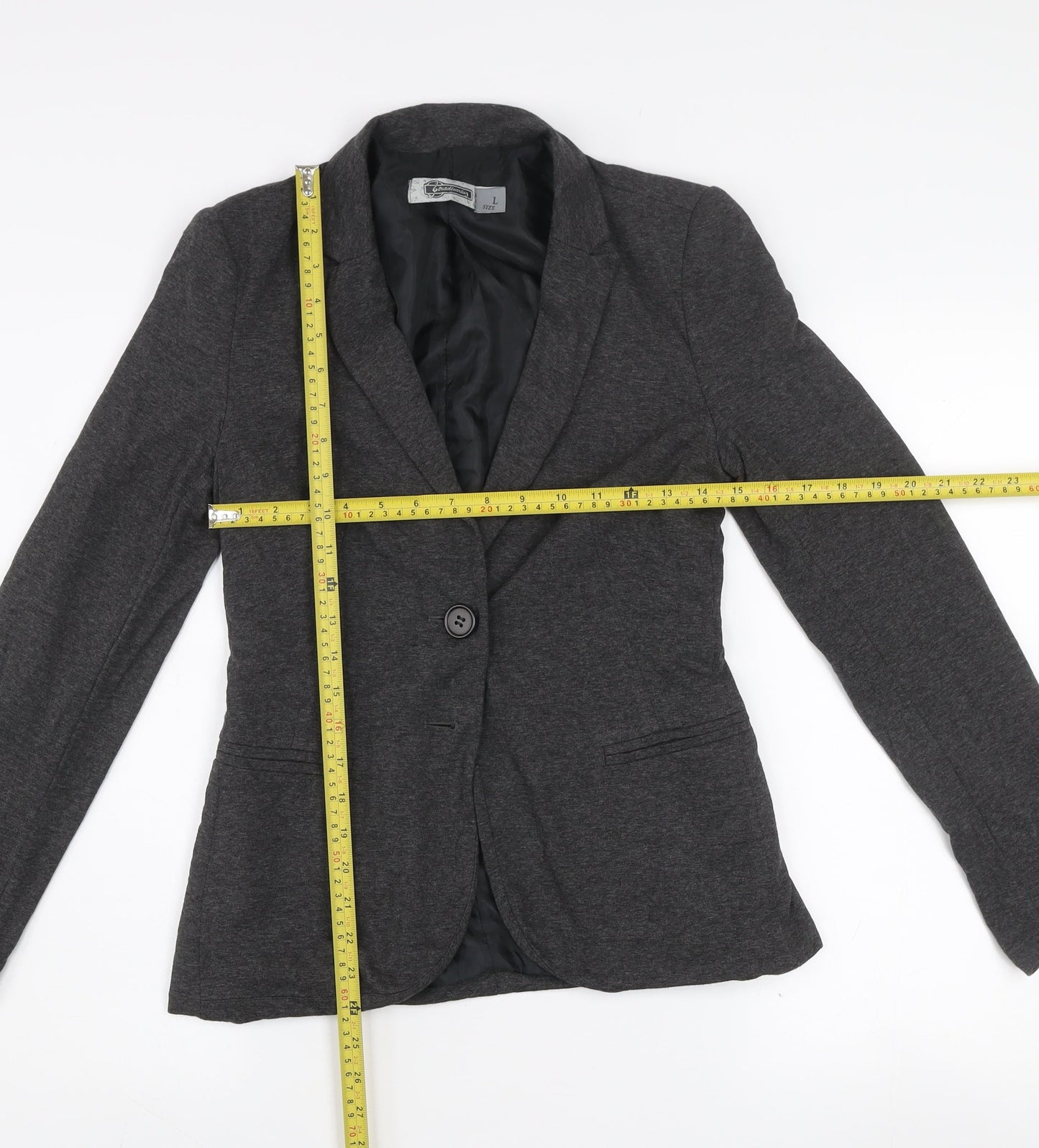 Stradivarius Womens Grey L Slim Fit Single Breasted Blazer Jacket