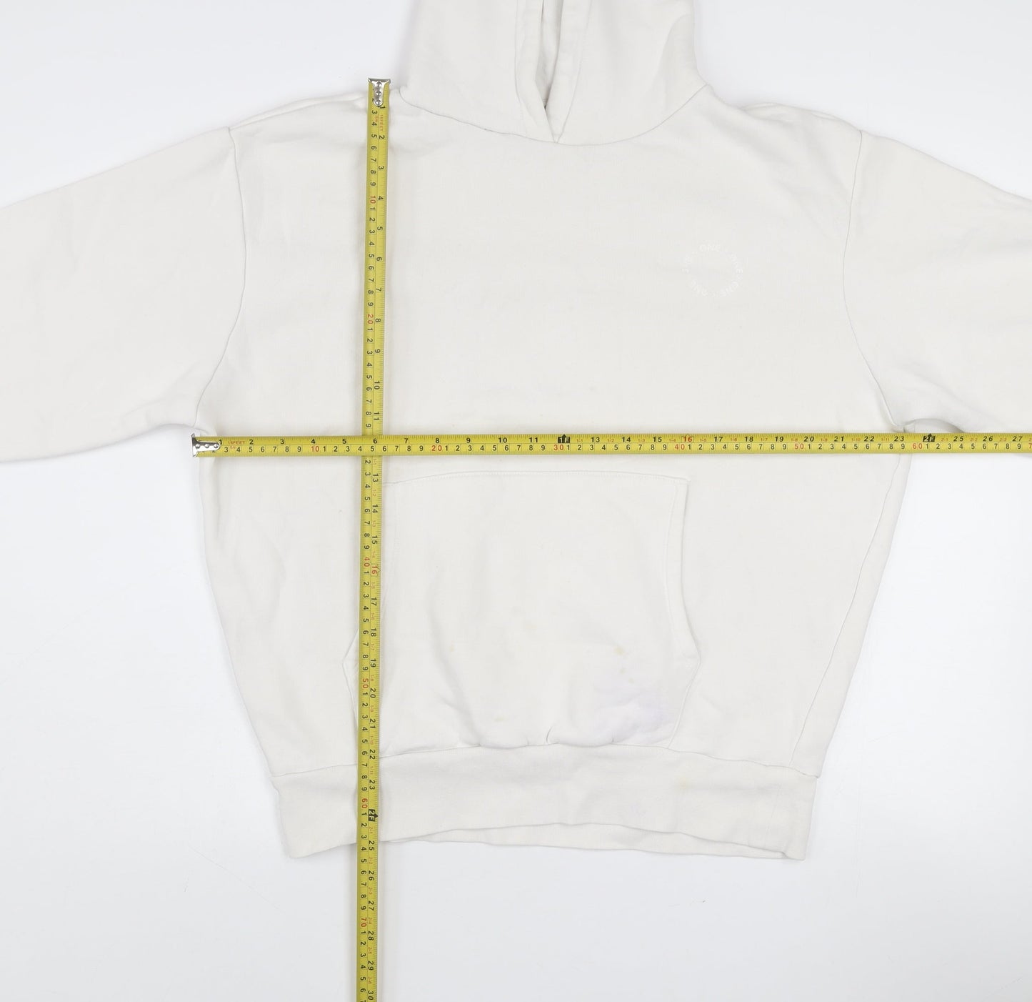 Dunnes Men's Cream Pullover Hoodie Size S Cotton Blend Fleece