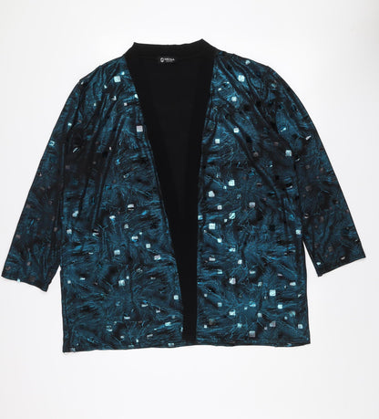 MEGA Design Women's Blue Sequin V-Neck Long Sleeve Cardigan Size 2XL