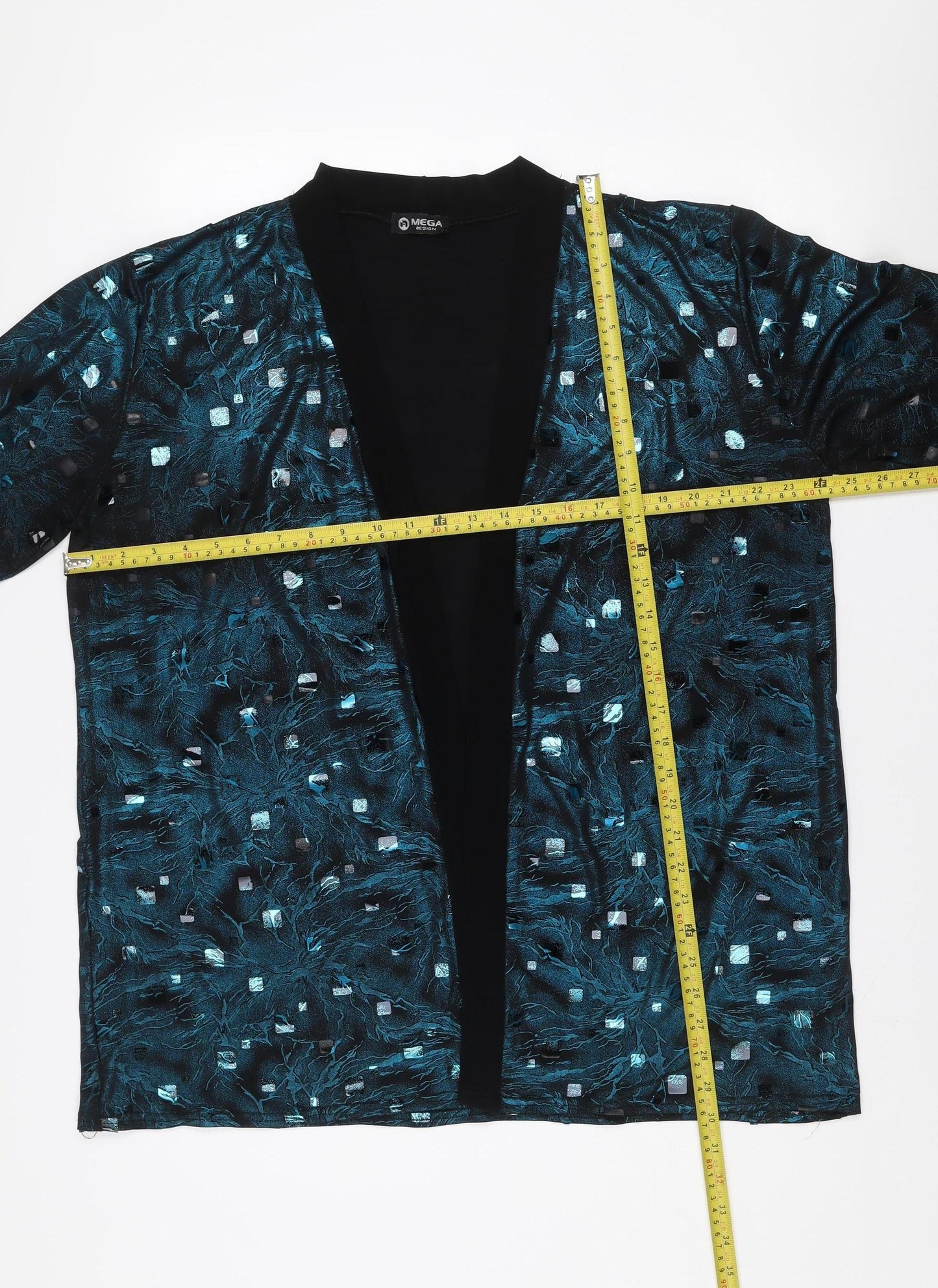 MEGA Design Women's Blue Sequin V-Neck Long Sleeve Cardigan Size 2XL