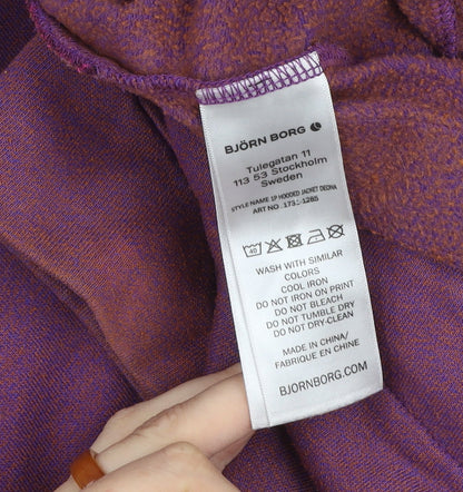 Björn Borg Women's Purple Cotton Blend Hooded Zip Jacket Size M