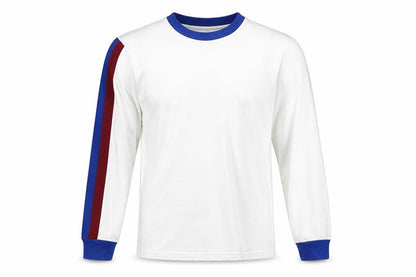 Paul Galvin Men’s White Long Sleeve Retro Colourblock Cotton T-Shirt Size M