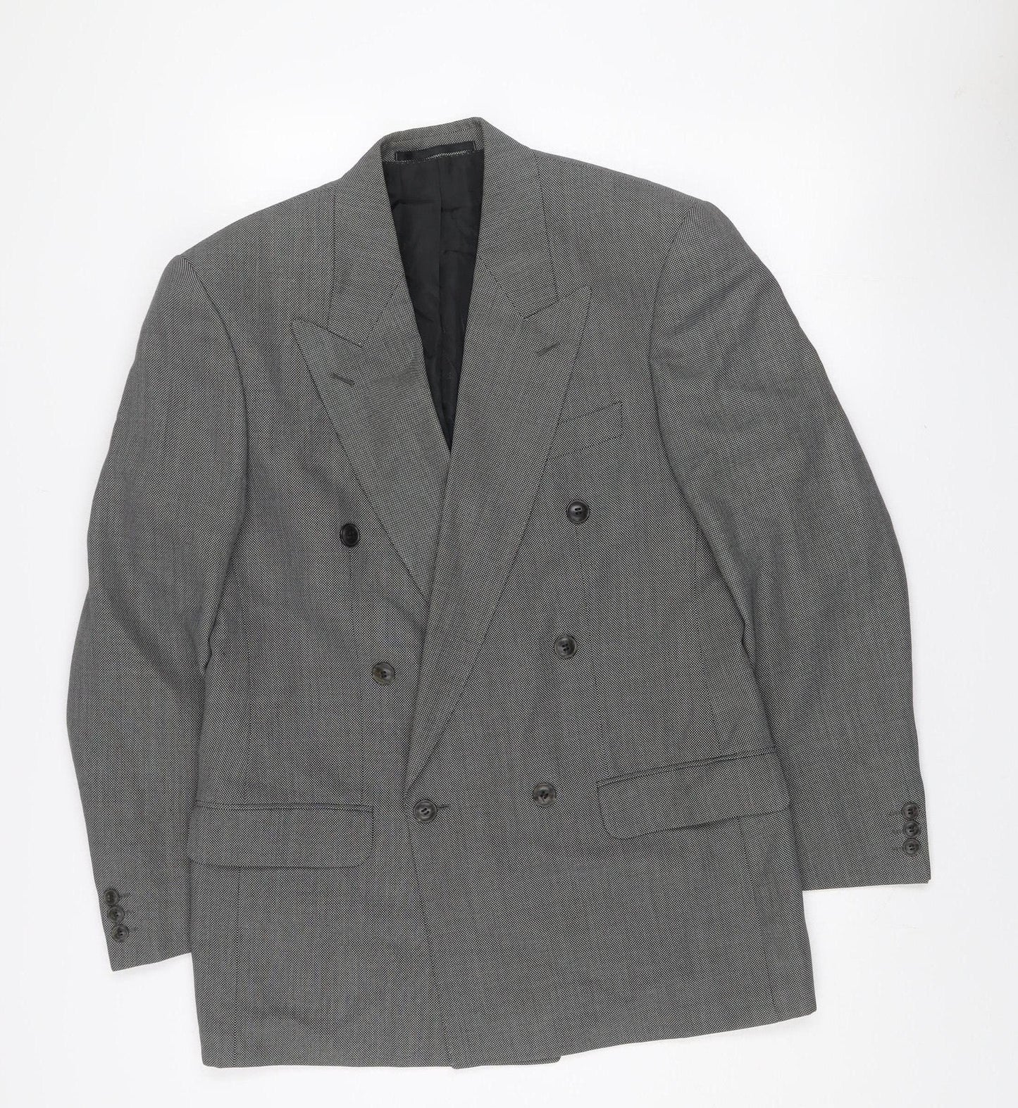 Marks and Spencer St Michael Men's Grey Wool Blend Double-Breasted Blazer 38in Chest