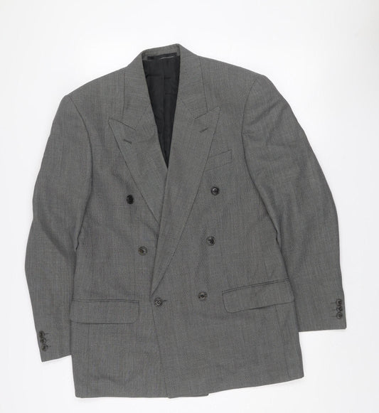 Marks and Spencer St Michael Men's Grey Wool Blend Double-Breasted Blazer 38in Chest