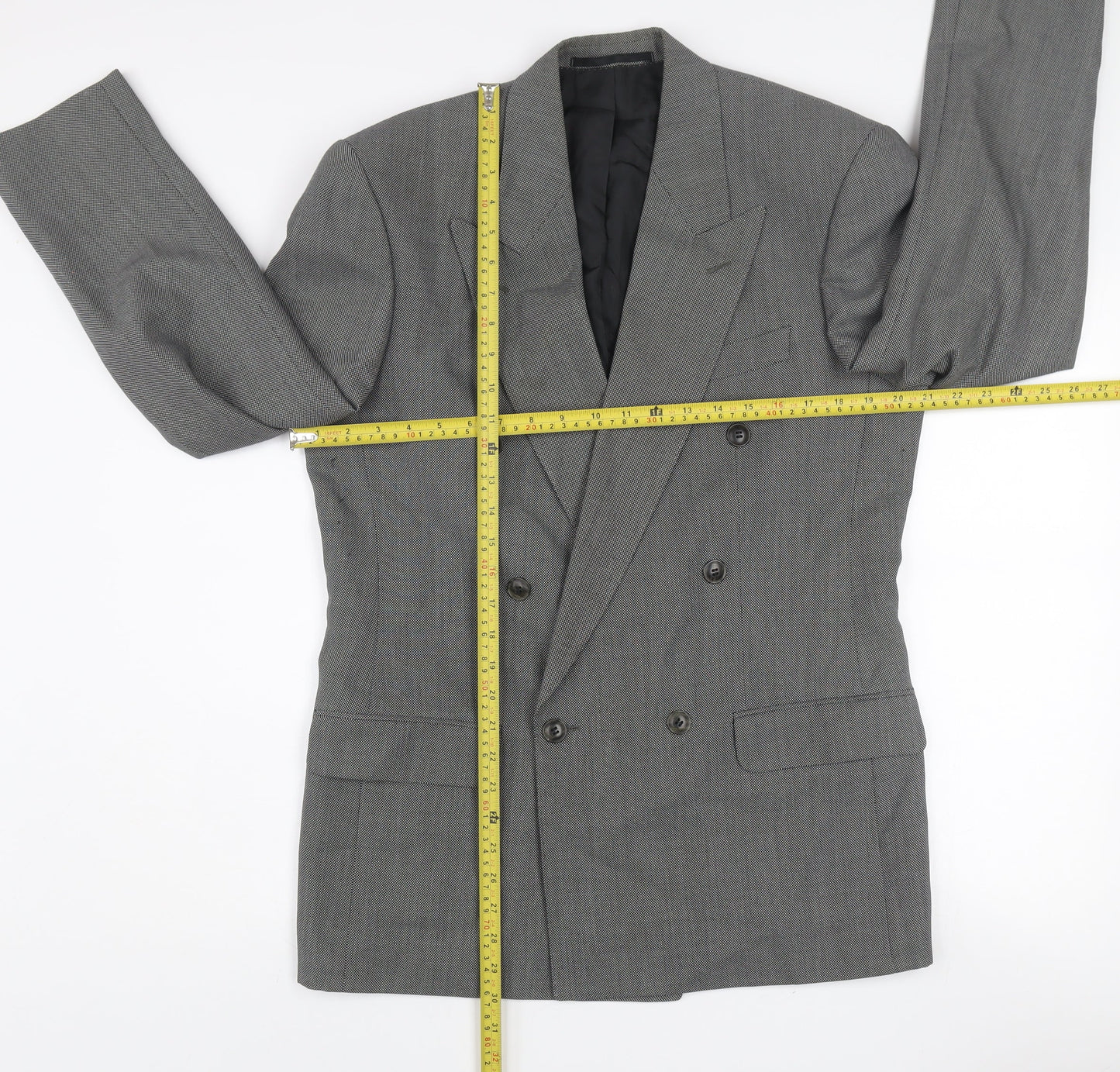 Marks and Spencer St Michael Men's Grey Wool Blend Double-Breasted Blazer 38in Chest