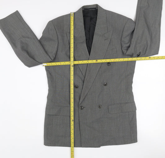 Marks and Spencer St Michael Men's Grey Wool Blend Double-Breasted Blazer 38in Chest