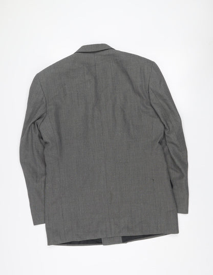 Marks and Spencer St Michael Men's Grey Wool Blend Double-Breasted Blazer 38in Chest