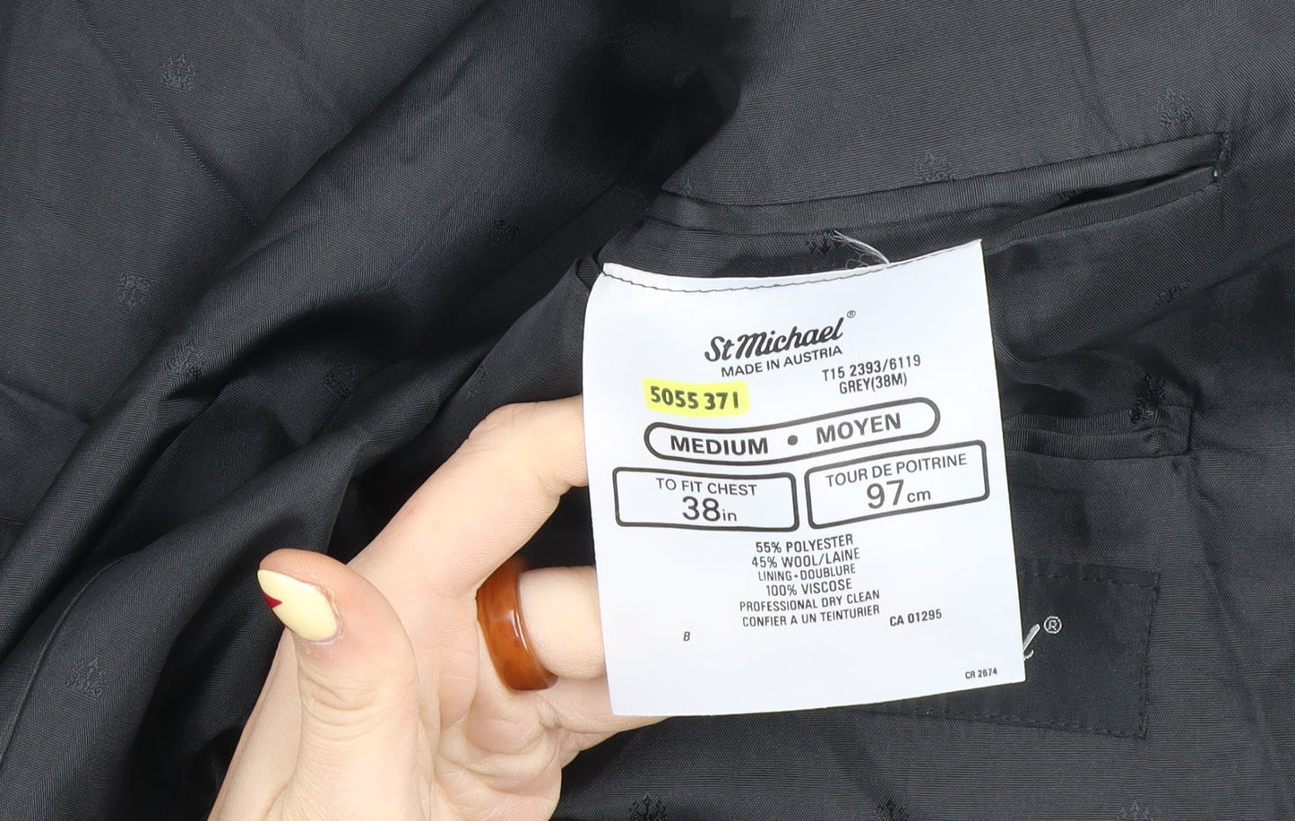 Marks and Spencer St Michael Men's Grey Wool Blend Double-Breasted Blazer 38in Chest