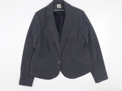 Tu Women Blue Check Blazer Size 22 Regular Fit Notch Lapel
