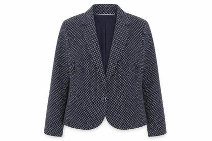Tu Women Blue Check Blazer Size 22 Regular Fit Notch Lapel