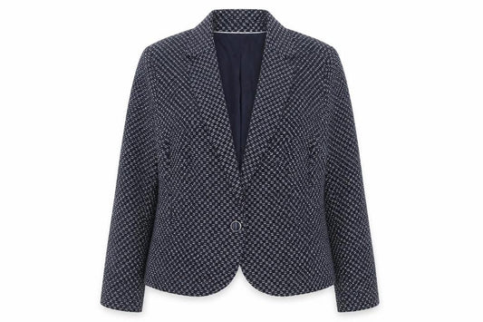 Tu Women Blue Check Blazer Size 22 Regular Fit Notch Lapel