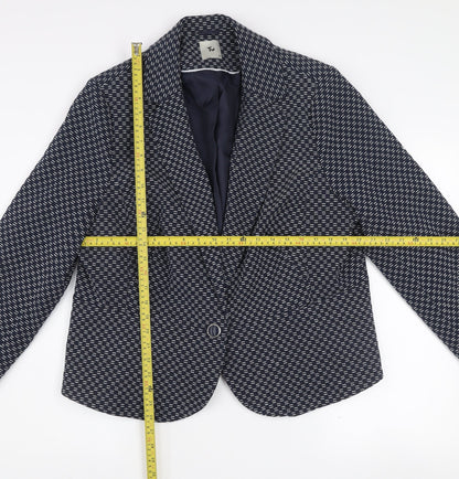 Tu Women Blue Check Blazer Size 22 Regular Fit Notch Lapel