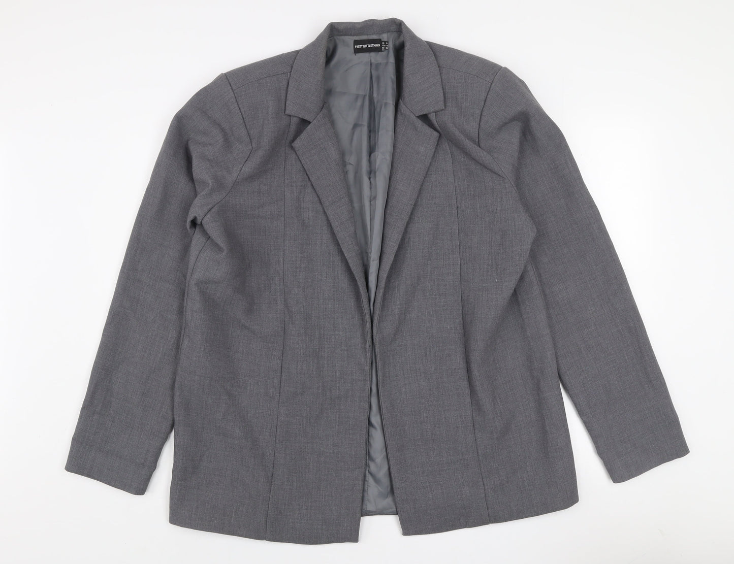 PrettyLittleThing Women Grey Size 8 Single-Breasted Blazer Jacket