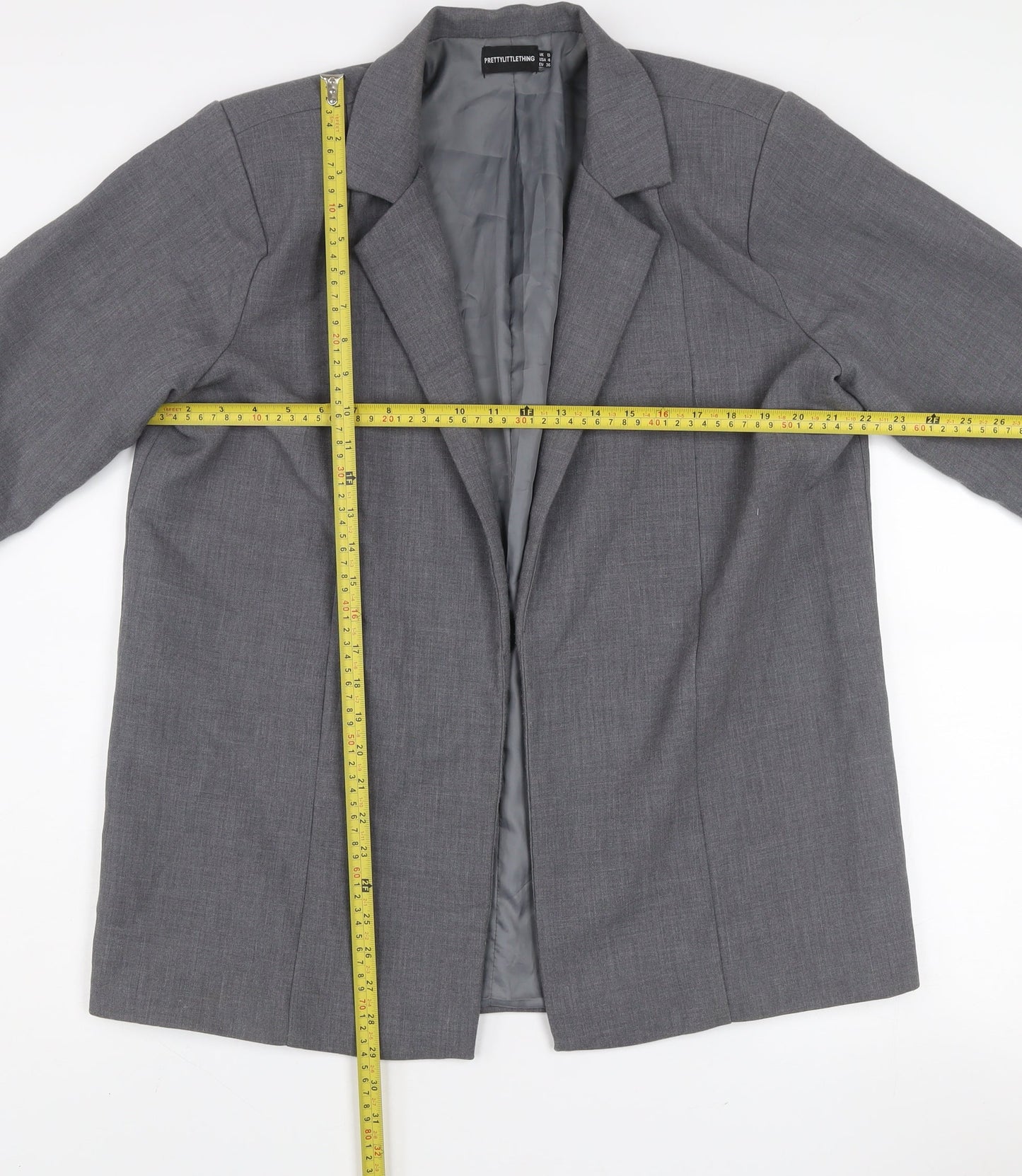 PrettyLittleThing Women Grey Size 8 Single-Breasted Blazer Jacket