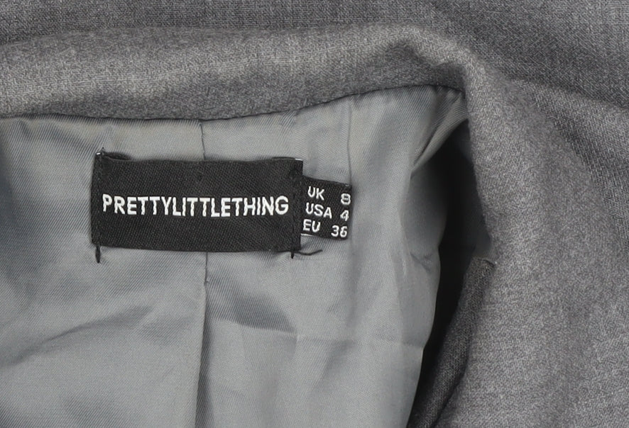 PrettyLittleThing Women Grey Size 8 Single-Breasted Blazer Jacket